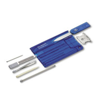 Швейцарская карточка Victorinox SwissCard Quattro, 13 функций, корпус из синего полупрозрачного пластика Швейцарская карточка Victorinox SwissCard Quattro, 13 функций, корпус из синего полупрозрачного пластика